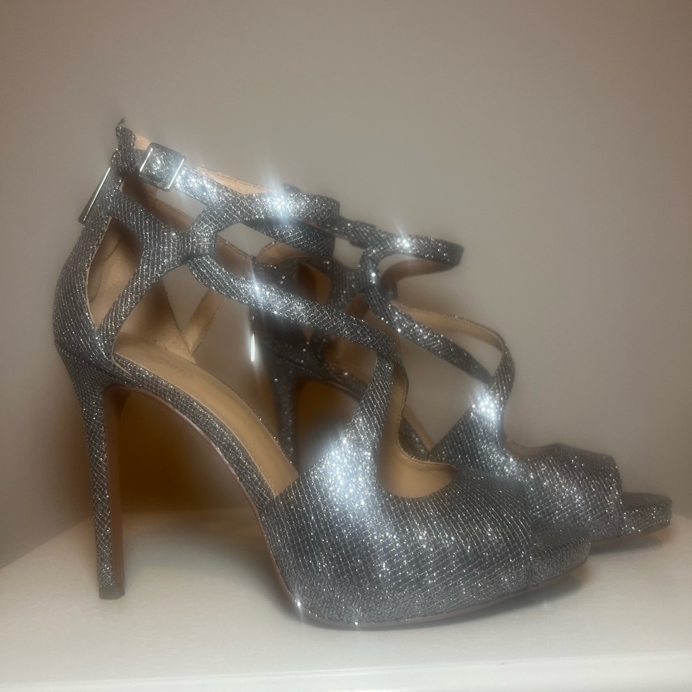 Elegant Silver Strappy Heels